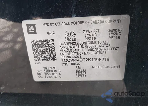 2019 Chevrolet Silverado 1500 Ld Lt z USA, uszkodzony, nr VIN 2GCVKPEC2K1196218